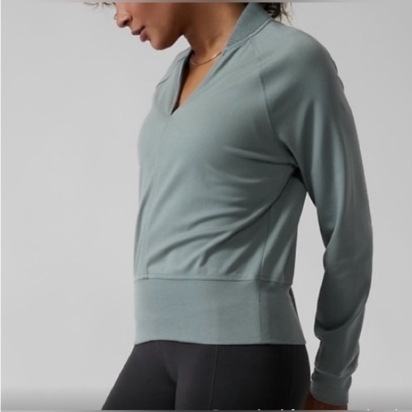 ATHLETA Eastbound V-Neck Stretch Ponte Sweatshirt Athleisure - Picture 5 of 11